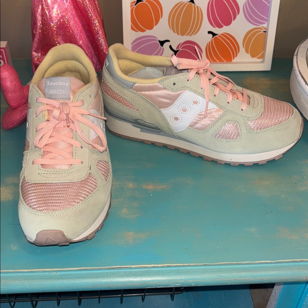 Saucony Pastel Pink and Cream Sneakers